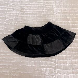 Little Girls Black Velvet Satin Patch Skirt 4T